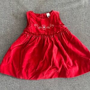 GAP Red Baby Dress with Floral Embroidery